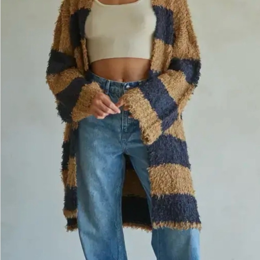By Together Striped Tan and Black Women's Sweater